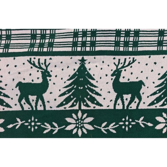 Vintage Winter Tapestry Throw Blanket Green White Christmas Deer Cabin Decor - Picture 5 of 8